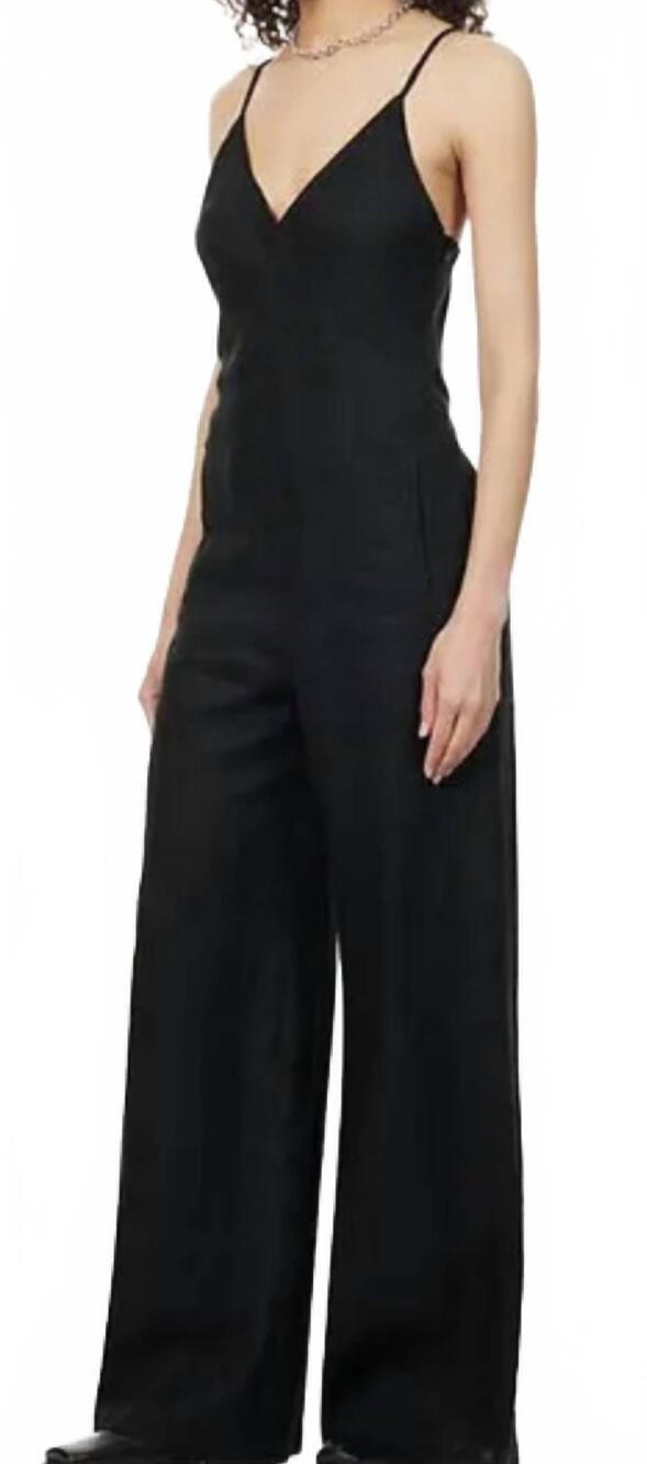 NEW RIVET UTILITY pre-loved foxy linen jumpsuit in black